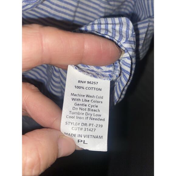 Per Seption Concept Women’s Large Striped Cotton Dress Asymmetrical Hem Roll Tab - Picture 11 of 11